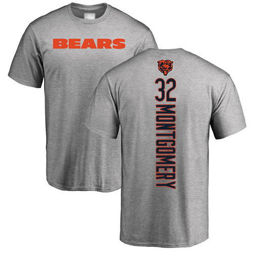 Chicago Bears Men Ash David Montgomery Backer NFL Football #32 T Shirt